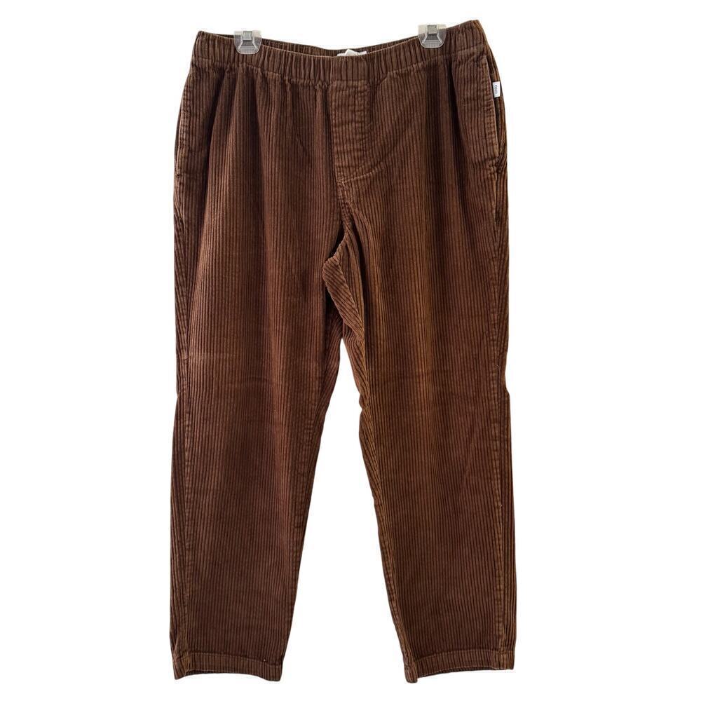 Onia Men’s Pull On Elastic Waisted Corduroy Cotton Pant Pocket Size Large Brown